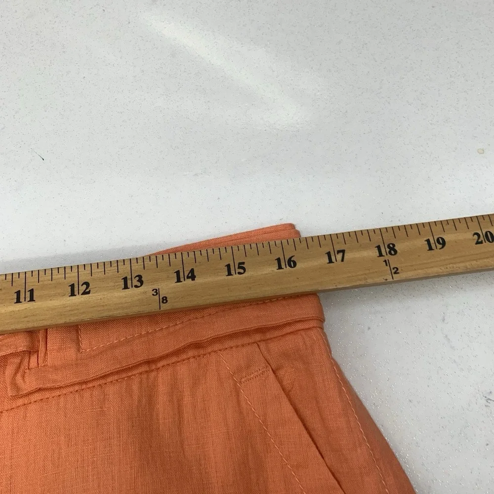 Zara Woman Trouser  Pants 100% Linen  Large Straight Mid Rise Pockets Inseam 33